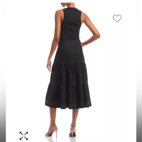 Women’s Black Veronica Beard Austyn Belted Midi Dress Size Medium - Picture 2 of 16